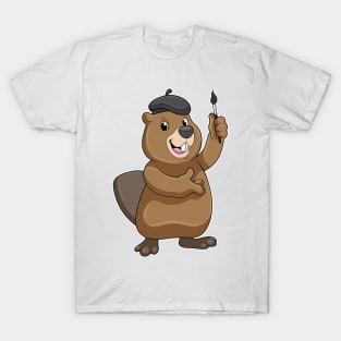 Beaver as Painter with Paint brush T-Shirt